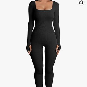 Women Lo Bodycon Jumpsuit Romper Ribbed Knit Yoga One Piece Bodysuit Tracksuit